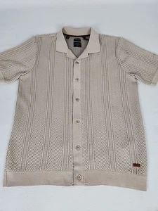 Polo tejido con botones manga corta Buffalo David Bitton Walsh Chevron para hombre L marrón - Imagen 1 de 11