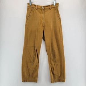 Everlane Cropped Straight Pants Womens Size 0 Mustard Yellow Wide Leg Stretch - Picture 1 of 12