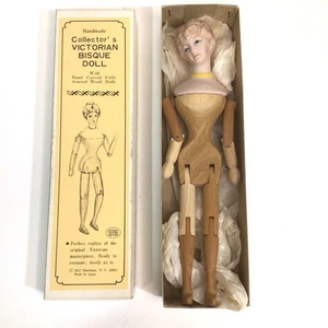 "Muñeca de madera bisque victoriana de colección hecha a mano Shackman réplica de 9,5"" antigua" - Imagen 1 de 4