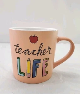 Teacher Life Peach 18oz Coffee Mug Cup - Afbeelding 1 van 8