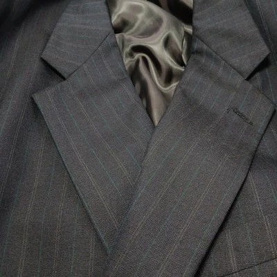 Casaco esportivo masculino Burberrys 100% lã listra tweed tamanho 48L azul marinho EUA blazer vintage - Imagem 1 de 4