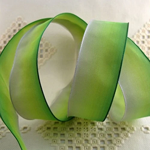 Spring Green and White Ombre Wired Craft Ribbon 0.75" x 54 Yards - Image 1 of 1