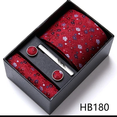 Highest Tie Hanky Cufflinks Pocket Square Set Clip Business Necktie Prom Wedding - image 1 of 3