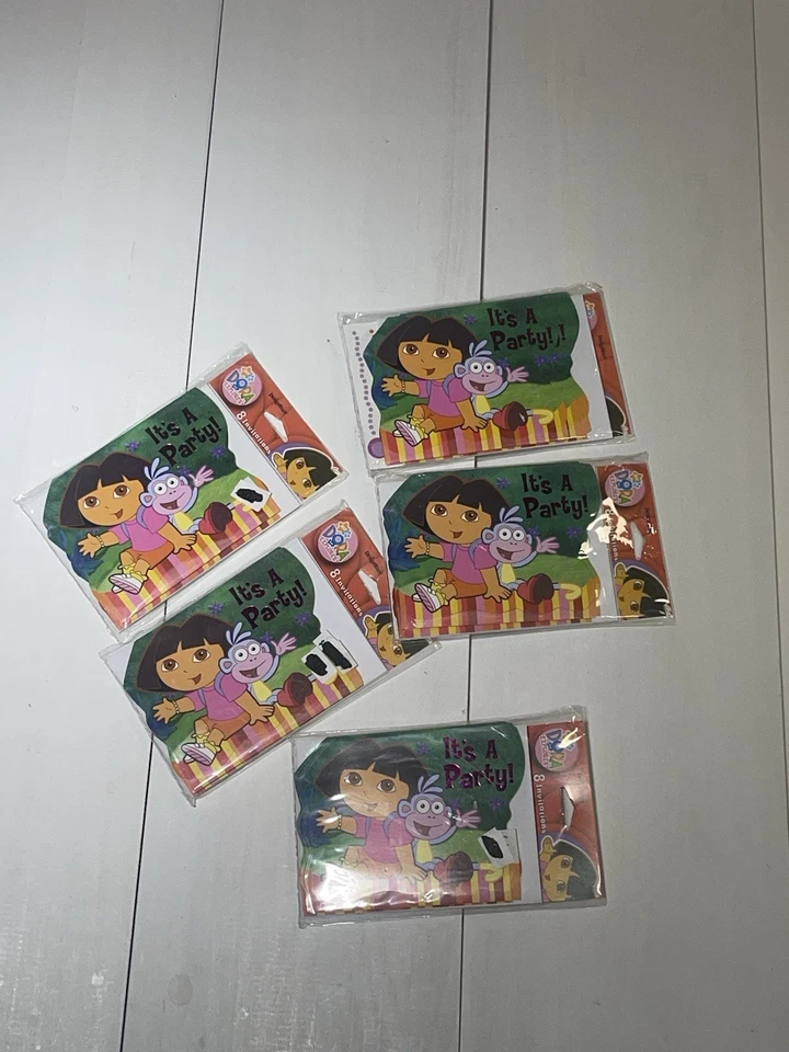 Vintage Y2K 2000s Dora The Explorer Hallmark Birthday Invites New 5 Packs Of 8 - Image 1 of 3