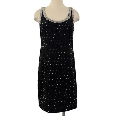 XSCAPE Vestido de Cóctel Negro Adornado con Cuentas Sin Mangas Funda Mini Talla 14 Foto 1 de 4