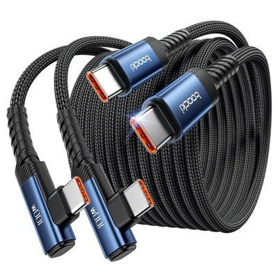 USB C Cable [2Pack, 10ft] 100W Right Angle Fast Charging Cord, Nylon Braided ... - Image 1 of 4
