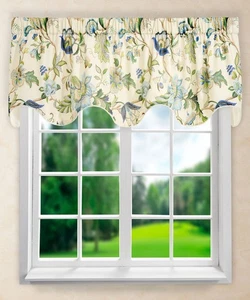 Brissac Lined Scallop Valance, 70 x 17, Blue - Picture 1 of 4