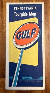 "Mapa turístico Gulf Oil Company Rand McNally Pennsylvania Penn PA 18"" X 36"" marcado" - Imagen 1 de 6