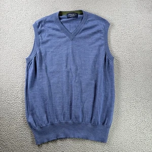 Joseph Turner Yorkshire Suéter Chaleco Para Hombres L Azul Puro Merino Cuello en V Golf Preppy - Imagen 1 de 8