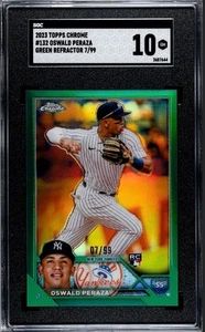 Oswald Peraza Topps Chrome 2023 Green Refractor /99 New York Yankees SGC 10 - Bild 1 von 2
