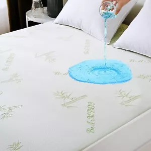 Waterproof Mattress Protector Bamboo Cooling Cover Deep Pocket Fitted Breathable - Picture 1 of 8
