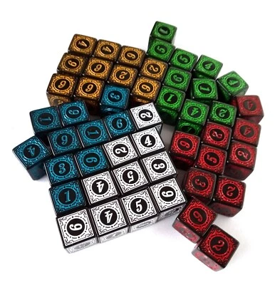 D6 Black Dice Set of 10 Polyhedral Runic 6 Sided Die Role Playing RPG TTRPG War - Image 1 of 2