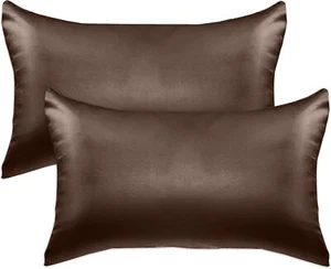 2-PACK Cooling Viscose Satin Pillowcase Set with Hidden Zipper closure - Picture 1 of 3