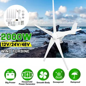 2000W generador eólico aerogenerador 12V/24/48V rueda eólica 5 cuchillas con regulador de carga - Imagen 1 de 14