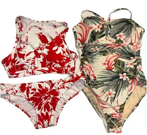 Kona sol swimsuit Lot Of 2 Size Large (XL Top On Red/White) One Piece And Bikini - Picture 1 of 13