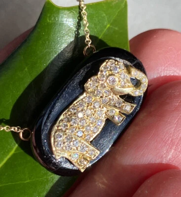 Collar Colgante Vintage Lucky Elephant Estate Joyería Fina Usado 18k 14k Foto 1 de 4