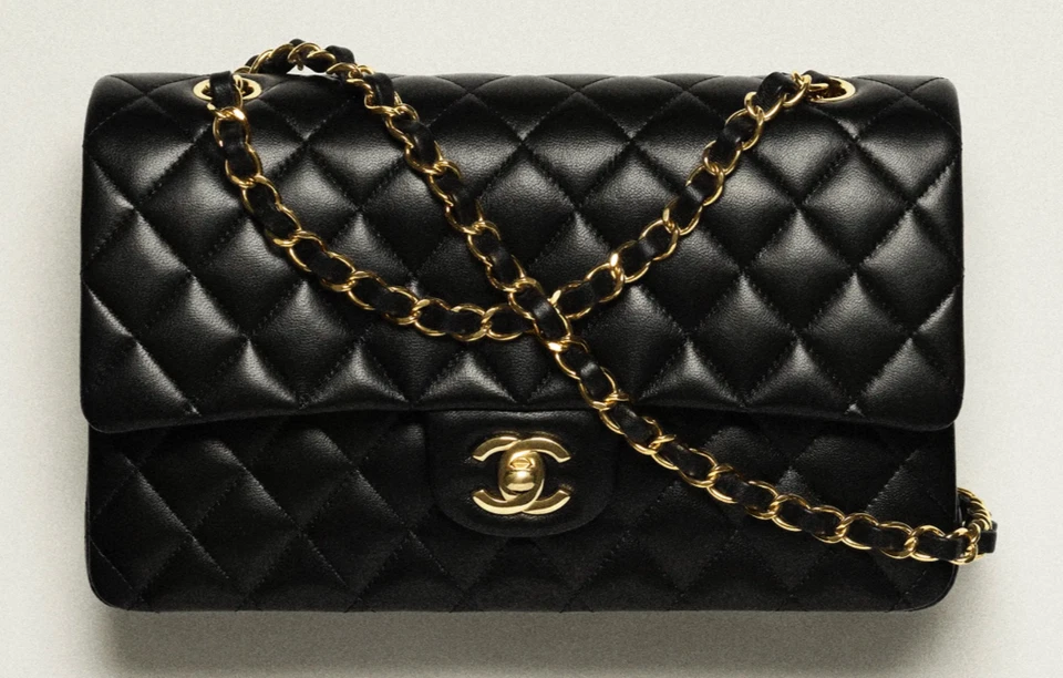 CHANEL Lambskin/Gold-Tone Metal Classic Handbag for Women - Black