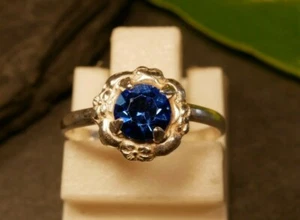 Feiner 835 Silber Ring Jugendstil Art Deco Kinderring Puppenring 1,45 cm Blau - Bild 1 von 11