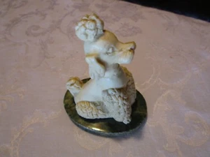 Vintage echt Alabaster Pudel HUND Figur handgeschnitzt Italien Marmor - Bild 1 von 10
