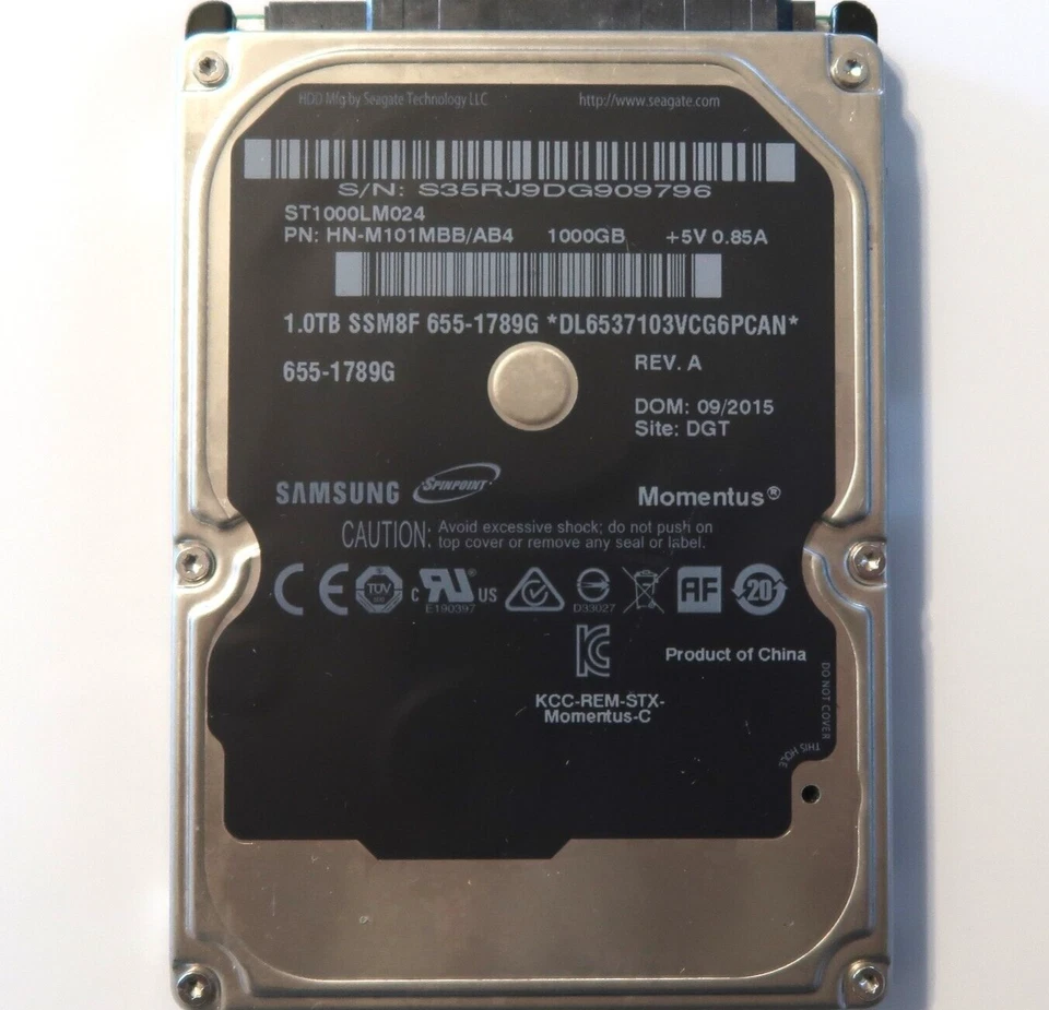 Samsung ST1000LM024 HN-M101MBB/AB4 REV.A DGT (S35) China 1.0TB 655-1789G 09.2015 - Image 1 of 1