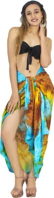 LA LEELA Women's Beach Sarong Coverup Swimwear Wrap Pareo 78"x43" Turquoise_Q855 - Image 1 of 3