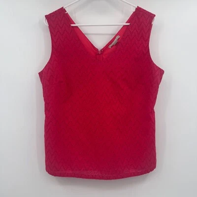 Camiseta sin mangas Banana Republic para mujer 14 rosa coral sin mangas cuello bordado ojales Foto 1 de 4