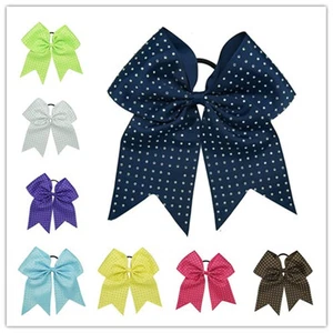 Full of Rhinestone Bling 8 Inch Cheer Hair Bow with Elastic Band CheerleadingCB9 - Picture 1 of 27