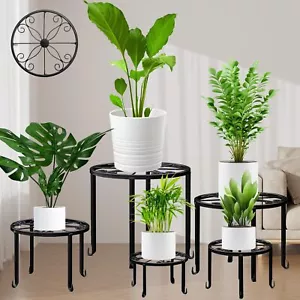 5 Pack Metal Plant Stand For Outdoor Indoor Plants Heavy Duty Flower Pot Stands  - Picture 1 of 8