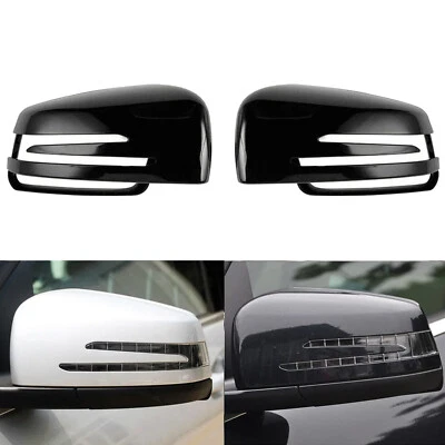 For Mercedes A B C E Class W176 W204 Rearview Wing Mirror Cover Cap Gloss Black Foto 1 de 4