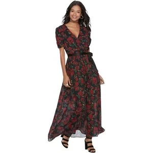 Disney Pixar Coco Rose Surplice Maxikleid rot schwarz Puffärmel Whimsigoth Gr. M - Bild 1 von 8