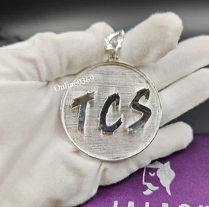 Trendy Customize Any Letter Pendant For Him Solid Metal White Gold Plated Silver - Picture 1 of 8
