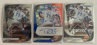 2020 Prizm TJ Zeuch Red White And Blue Auto /50 & 2x Base RC Toronto Blue Jays - Image 1 of 3