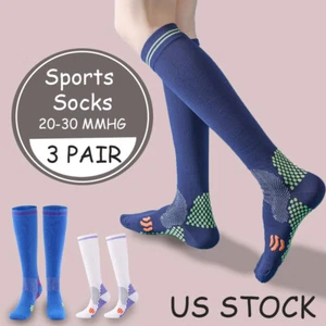 Compression socks Running Marathon Sports Stockings Men Women Cycling 20-30 mmhg - Picture 1 of 15