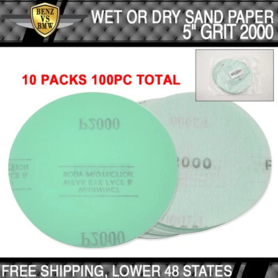 100PCS Wet Dry Green Sanding Disc Collision Repair Sandpaper 2000 Grit 5Inch - Image 1 of 4