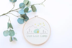 Camping Camper RV Live Love Camp Counted Cross Stitch Pattern - Picture 1 of 4