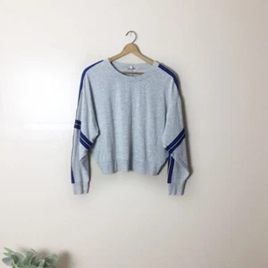 Express Women's Size:Small Gray Blue Striped Arm Cozy Lounge Sweatshirt - Bild 1 von 9