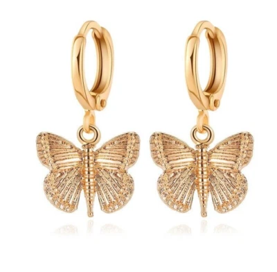 Gold-plated small butterfly tassel Earring Fashion Jewelry Charms Earrings Gift - Image 1 of 4