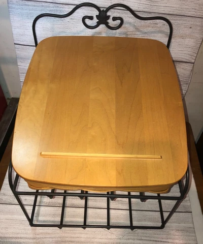 Longaberger Wrought Iron 2 Tier Paper Tray Stand & Basket Organizer & Liner Cover