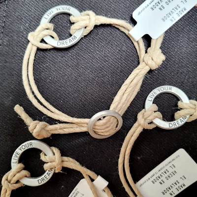 Live Your Dream Expression Bracelets 3 Ct Adjustable Natural Rope Band - Image 1 of 4