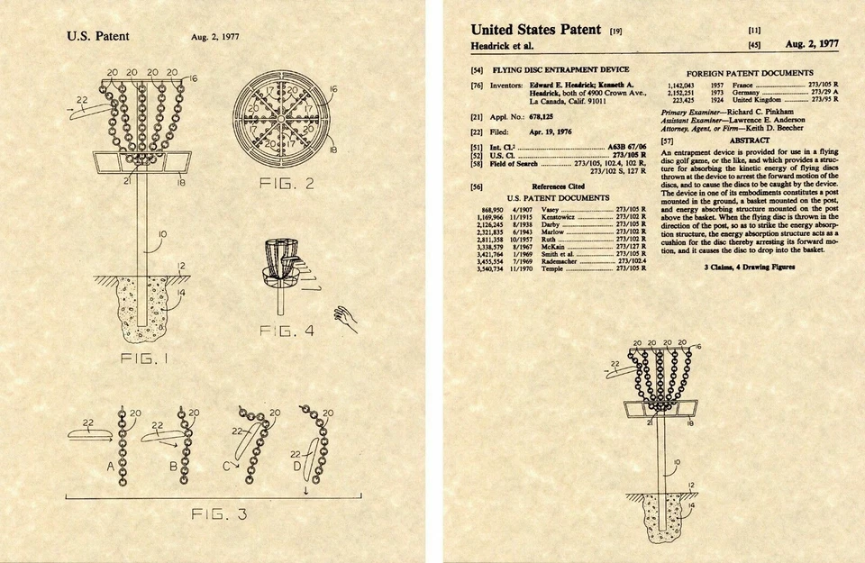 DISC GOLF GOAL US PATENT Art Print READY TO FRAME PDGA target frisbee - Image 1 of 1