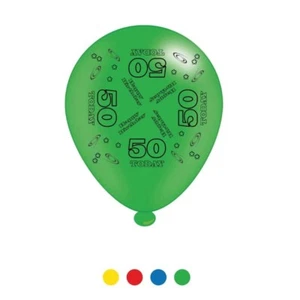 Paquete de 8 globos multicolores de llenado de aire/helio para fiesta de 50 cumpleaños - 50 hoy - Imagen 1 de 1