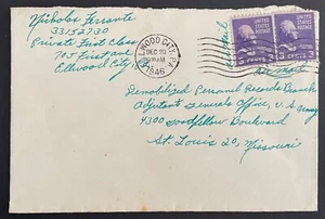 Ellwood City, PA Cover mailed Dec 20, 1946 to U.S. Army AG, St. Louis, MO - PA - Picture 1 of 1