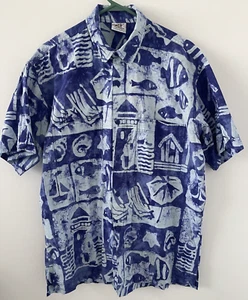 RUM REGGAE Herren Kurzarm Knopfleiste Hawaii Fisch Ägyptisch Größe Medium - Bild 1 von 4