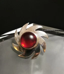 Anhänger Silber 925 Glas rot satiniert Sonnenrad Gleiter sinnlich schön 25mm - Bild 1 von 8