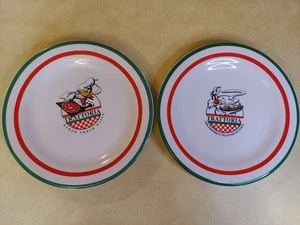 Vintage 1993 Warner Bros Trattoria Dinner Plates Set of 2 Daffy Duck Sylvester - Picture 1 of 10