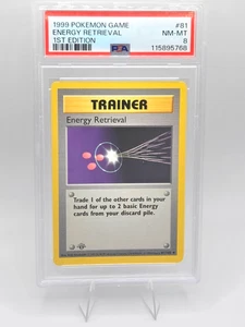 Pokemon Card 81/102 Energy Retrieval 1st Edition Base Set - PSA 9 GRAY STAMP - Picture 1 of 2