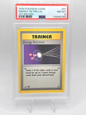 Pokemon Card 81/102 Energy Retrieval 1st Edition Base Set - PSA 9 GRAY STAMP - Image 1 of 2