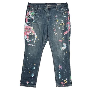 Seven7 Skinny Jeans 26W Plus Womens Distressed Splatter Stretch Measures 46x29.5 - Picture 1 of 13