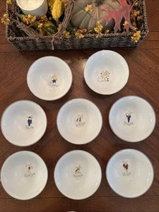 POTTERY BARN SANTA'S REINDEER CEREAL/SOUP BOWLS ~ SET of 8 ~ DISCONTINUED - Picture 1 of 11