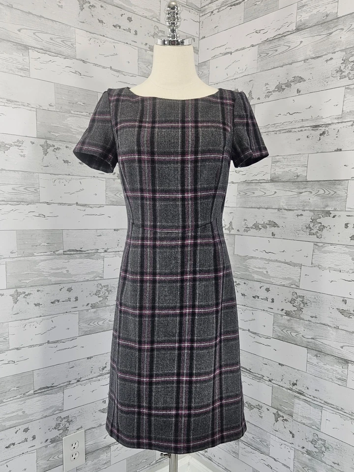 Brooks Brothers Plaid Wool Blend Sheath Dress Womens 6 Business Career - Image 1 of 4